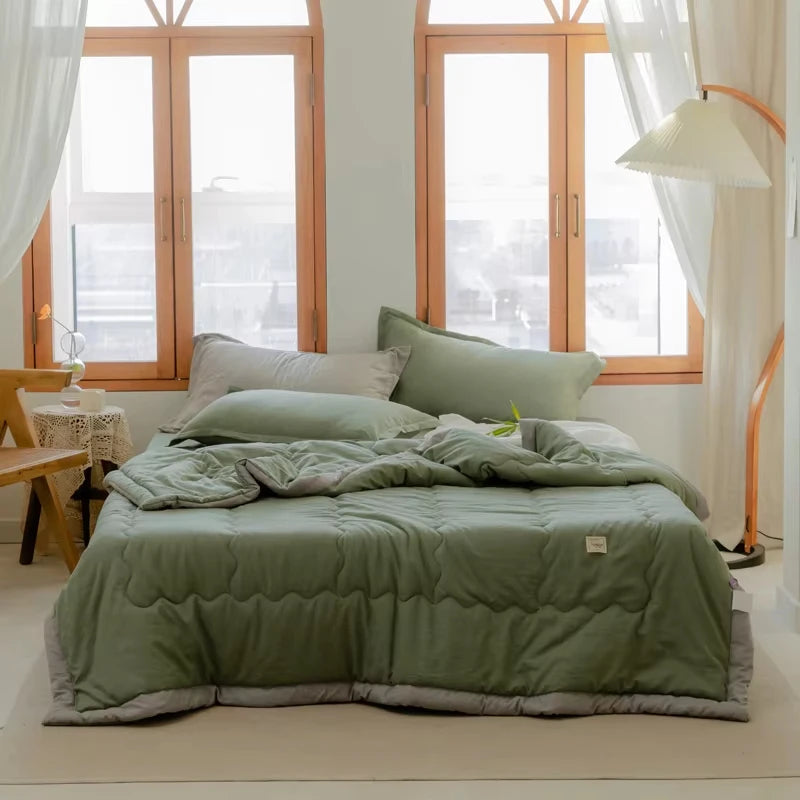 Japanese Quilted Cooling Summer Blanket Super Soft Skin-friendly Quilt Breathable Lightweight Comforter Air-conditioned Duvet