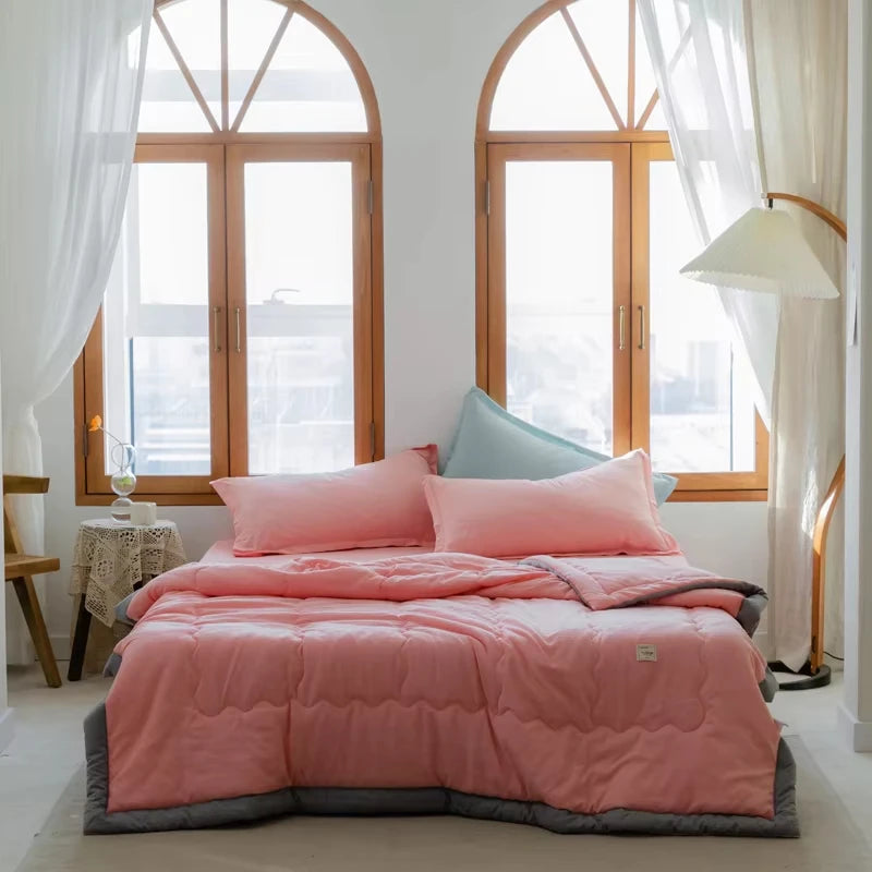 Japanese Quilted Cooling Summer Blanket Super Soft Skin-friendly Quilt Breathable Lightweight Comforter Air-conditioned Duvet