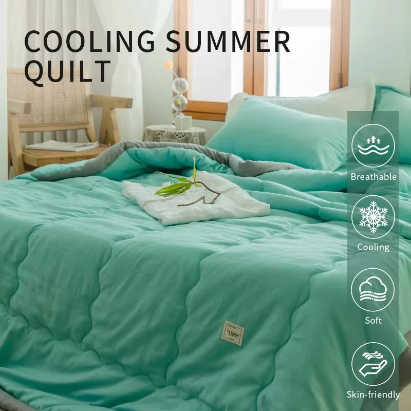 Japanese Quilted Cooling Summer Blanket Super Soft Skin-friendly Quilt Breathable Lightweight Comforter Air-conditioned Duvet