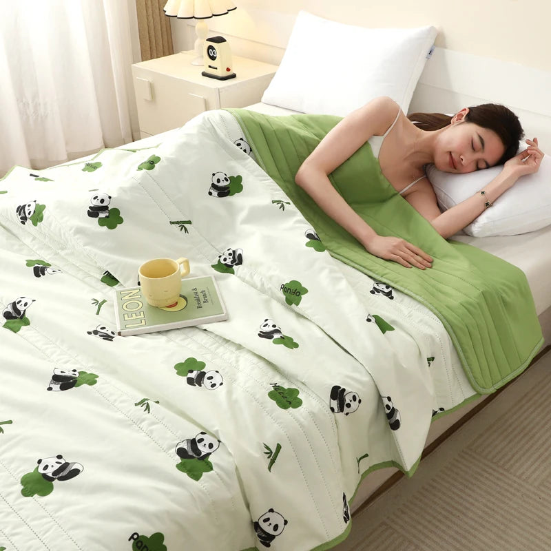 New Fresh Printing Air Conditioner Quilt Skin Friendly Breathable Summer Blanket Soft Airable Comforter Thin Single Double Duvet