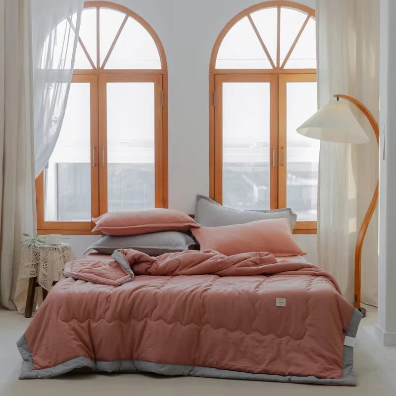 Japanese Quilted Cooling Summer Blanket Super Soft Skin-friendly Quilt Breathable Lightweight Comforter Air-conditioned Duvet