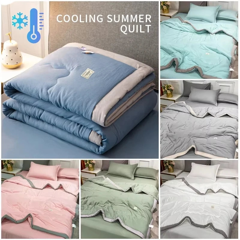 Japanese Quilted Cooling Summer Blanket Super Soft Skin-friendly Quilt Breathable Lightweight Comforter Air-conditioned Duvet