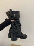 Woman Boots Knee High Platform Chunky Heels Trend Punk Gothic New Rock Leather Fashion Women's Shoes Motorcycle Footwear Q221