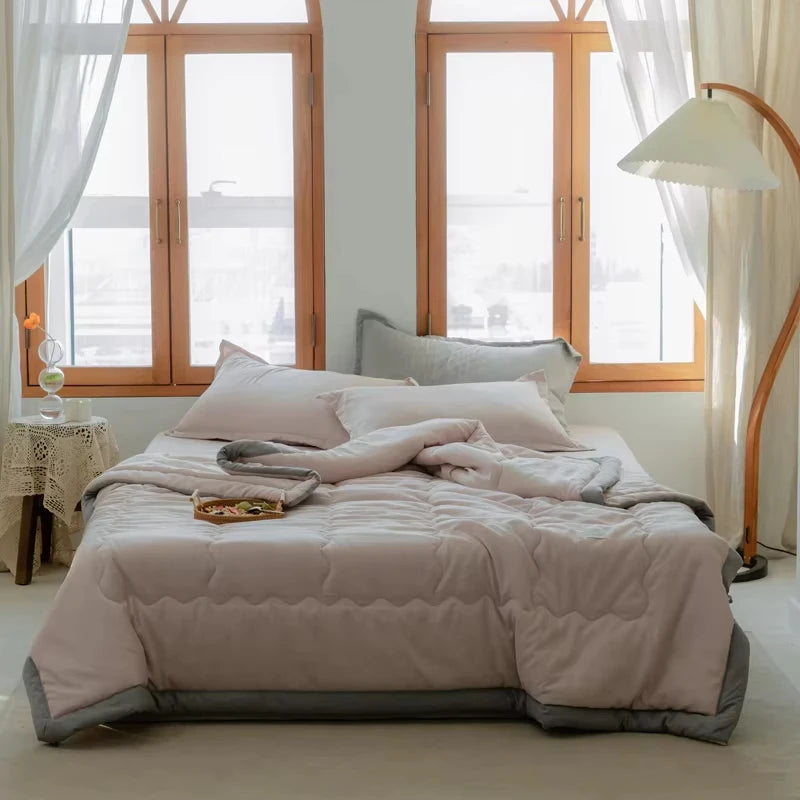 Japanese Quilted Cooling Summer Blanket Super Soft Skin-friendly Quilt Breathable Lightweight Comforter Air-conditioned Duvet