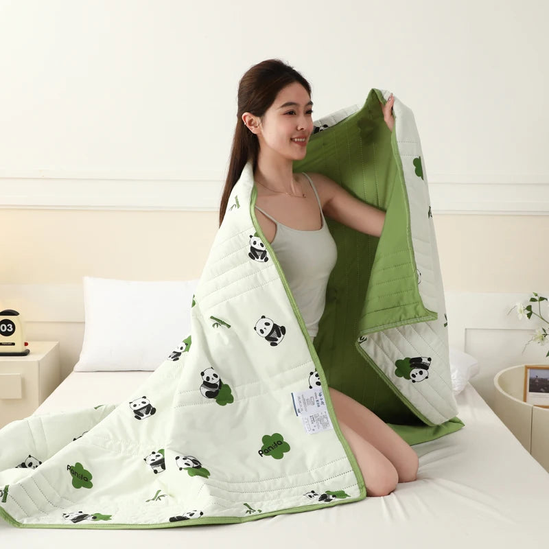 New Fresh Printing Air Conditioner Quilt Skin Friendly Breathable Summer Blanket Soft Airable Comforter Thin Single Double Duvet