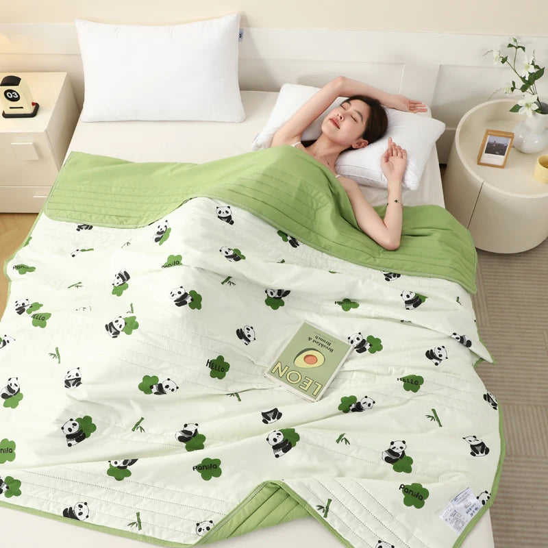 New Fresh Printing Air Conditioner Quilt Skin Friendly Breathable Summer Blanket Soft Airable Comforter Thin Single Double Duvet