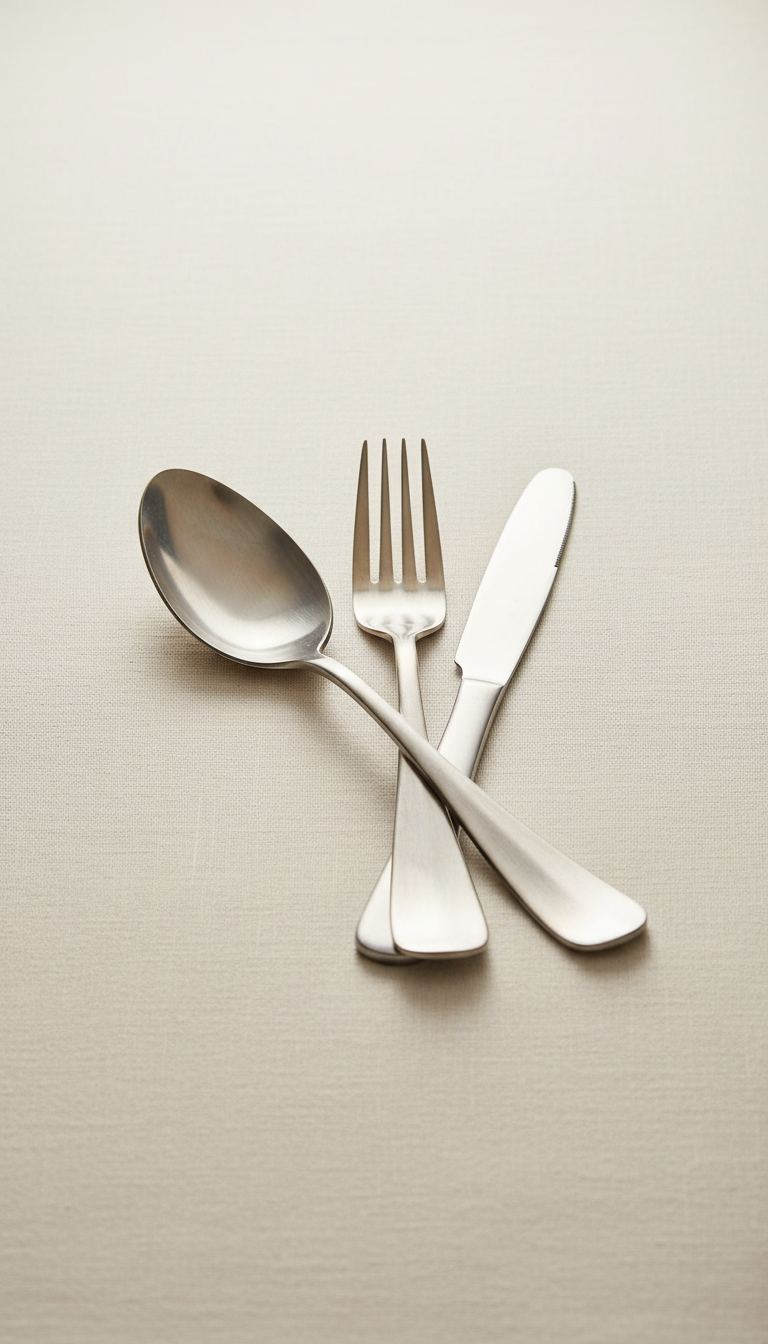 Brushed stainless steel utensil set
